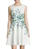 Fashion Flower Print Women A-Line Dress Sleeveless Casual Dresses 075A87