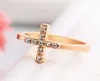 Rhinestone Cross Rings voor Vrouwen Goud Kleur Koreaanse Stijl Leuke Groothandel Nieuwe Hot Leuke Meisjes Sieraden