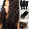 8a Braziliaanse Peruaanse Maleisische Indiase haarweefsels en sluitingen Deep Wave Bundels 3Pieces Haar met 1 kanten sluiting menselijk haar inslag verlenging