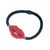 Hot Sales Fashion Korean Cute Girls Hair Clip Full Red Rhinestone Lip Hair Bands Hair Accessories Head Rope for women DHF422