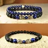 SN0100 High Quality Mens Semi-Precious stone Beaded Lapis Lazuli bracelet natural stone 6mm Blue Stone Stretch Bracelet