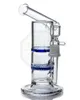 Heady Hookahs Blue Glass Bongs met honingraat Turbine perc Sidecar Water Pijp Recycler Oil Rig met 18 mm gewricht