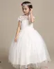 Elegantes Blumenmädchenkleid Lange Spitze Prinzessin Kleider Kinder Weißes Kleid Für Mädchen Hochzeit Party Vestido Baby Taufe Kleider