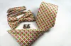 Neck Tie Bowtie Handkerchief Manschettknappar Sats 8 * 145cm 38 Färger Plaid Stripe Mäns Slips Jacquard Slips för fars dag julklappar