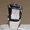 Storlek 7-13 Solitaire Luxury Smycken 10kt Vitguld Fylld GF Topaz Simulerad Diamond Men Band Bröllop Förlovningsband Ring