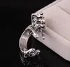 Unisex Vintage Gothic Stil Persönlichkeit Übertrieben Terrier Hund Wrap Öffnung Finger Ring Schmuck G899