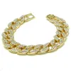 Men Luxury Simulated Diamond Bracelets Bangles High Quality Gold Plated Iced Out Miami Cuban Bracelet 6/7/8/9/10inches