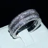 Lyx 20ct Square Simulated Diamond Rings Sets 3-in-1 Engagement Bröllop Smycken Solid 14kt WWhite Gold Fylld Ring för Kvinnor Storlek 5-11