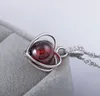 Fire Opal Pendant High Quality Natural Stone 925 Sterling Silver Necklace Love Heart Garnet Pendant Bohemian Women Stone Jewelry Ladies Girl