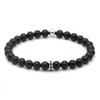 Groothandel 10 stks / partij Hoogwaardige sieraden 6mm A Grade Black Onyx met Micro Inlay Black Zircons Spacer CZ Lucky Armbanden