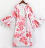 Floral Flower Print Dames Schede Jurk Flare Sleeve Casual Jurken 055A81