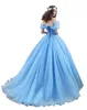 Sky Blue Quinceanera Dresses Ball Honeds с оборками из органзы Сладкое 15 платья для выпускного вечера запас 2-166346818