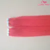 Fita cor rosa extensão do cabelo Europea Fita em Extensões Do Cabelo de seda em linha reta 20 pcs muito colorized Fita em extensões do cabelo livre DHL