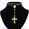 Collana a catena del rosario di nuova moda di alta qualità Collana in acciaio inossidabile 316L con perline religiose in oro crocifisso con ciondolo a forma di croce