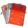 Frukt Broderad Patchwork Stor Smycken Påse Craft Satin Cloth Drawstring Packaging Candy Tea Trinket Presentväska Lavendel Storage