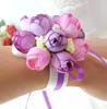 Bruid pols bloemen zus hand bloem bruidegom boutonniere beste man corsage prom bruiloft bloem partij cup stoel decoratie 5 kleuren geschenk