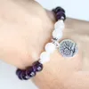 SN1090 Designer Ametista Pietra di luna Bracciale elasticizzato Bracciale per meditazione energetica Reiki Protezione per l'equilibrio Bracciale emotivamente calmante262Q