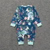 Vêtements pour enfants printemps automne nouveau-né bébé garçons filles coton à manches longues fleur combinaison mignon lapin lune imprimé barboteuse Sunsuit bébé vêtements