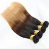 #1B/4/27 Honey Blonde Ombre Hair 3Pcs Brazilian Straight Three Tone Human Hair Weaves Extensions 9A Cheap Brazilian Human Hair Bundles