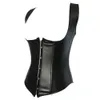 Corsetto sottoseno in ecopelle gotica nera Vita Cincher Bodyshaper Stringate disossate Taglie forti S-6XL