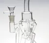 neue glassarts neue doppelte Recycler-Glasbong Pyrex-Wasserpfeife mit Glasdiffusion Kann platziert werden Silikonwachs-Ölbehälter 14,4-mm-Verbindung