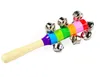 1 pc träpinne 10 jingle bells regnbåge hand shake bell rattles baby barn barn pedagogisk leksak