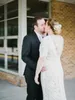 Plus Size Bohemian Wedding Dress Romantic Full Lace Sheer Jewel Neck Short Sleeves Backless Sheath Boho Bridal Gowns with Sweep Train