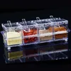 4pc In1 Acrylic Seasoning Box Clear Seasoning Rack Spice Pots Storage Container Condiment Jars Cruet with Cover and Spoon Kitchen essential