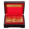 High Quality Special Unusual Gift 24K Carat Gold Foil Plated Poker Playing Card With Wooden Box And Certificate Traditional Edition