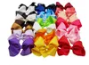 24 High Colors Quality in stock 15cm Ribbon Hair Bow With Clip Girls Big Solid Bow Hair Clips Accessories