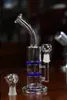 royal blue clear Bongs Water Pipes 18.8mm Joint Size Honeycomb Turbine Recycle Oil Rigs Glass Bongs Percolators Titanium Nail Hookahs