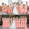 Light Orange Plus Size Bridesmaid Dresses 2017lace Illusion Long Sleeve Mermaid Maid Of Honor Gowns Chiffon Wedding Guest Dresses