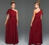 Burgundy Piled 2022 Çiçek Kız Elbiseleri Tek Omuzlu Zemin Uzunlukta Fermuarı Arka Prenses Bow Girls Pageant Elbise ile Yeni Çiçek Elbise
