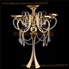 27,5 hoher goldener Metallkandelaber-Kronleuchter, Votivkerzenhalter, Hochzeitsdekoration – mit Acrylketten und großen Tropfen