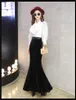 Women's party autumn new high waist bodycon sexy velvet mermaid maxi long skirt plus size XSSMLXLXXL3XL