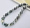 Gorgeous 10-11mm Tahitian Multicolor Pearl Necklace 18Inch 925 Silverlås