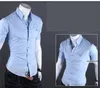 Partihandel-Camisa Masculina 2016 Mäns Solid skjorta Kortärmad 8Kärde Mode Casual T Shirts Camisas Sociala Män Kläder M-XXXL HY943