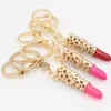 Fashion Rhinestone Crystal Lipstick Keyring Charm Bag Purse Car Pendant Key Chain Gift Free DHL WX-K03