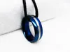 8mm 6mm Brush Center Bright Blue Half-Round Tungsten Wedding Band for Men WRY-391