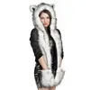 Wholesale-Fashion Warm Winter Scarves Faux Animal Fur Hat Fluffy Scarf Shawl Glove Plush Cap Gloves Hats Xmas a2 Q1