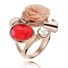 Casamento de cristal austríaco e anel de noivado de ouro rosa banhado com Swarovski Elements anéis de flor de cristal Vintage Fashion Jewelry 4669