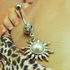 Brand New Belly Button Rings 316L Stainless Steel Dangle White Pearl Flower Navel Rings Piercing Jewelry