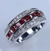 Victoria Wieck Luxury Jewelry 10kt white gold filled Red Garnet Simulated Diamond Wedding princess Bridal Rings for Men gift Size 6/7/8/9/10