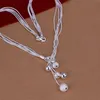 Free shipping women's gemstone 925 silver Necklace(with chain) 6 pieces a lot mixed style,bead flower sterling silver Necklace DFMN50