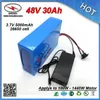 Batterie au lithium-ion 48V 30Ah à cycle profond 1000W en PVC pour vélo électrique 100W - 1440W + chargeur 2A LIVRAISON GRATUITE