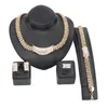 Joyería africana, moda para mujer, collar de cristal chapado en oro/plata de 18 quilates, anillo, pendiente, pulsera, conjuntos de joyería de boda, 6 colores