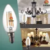 薄暗いE14 E12 E27フィラメントLEDランプ220V 110V 2W 4W 6W LED EDISON BULB GLASS DIMMINGフィラメントキャンドルランプクリスマスライト