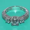 Victoria Wick Trzy Kamień Vintage Biżuteria 10kt White Gold Wypełnione Topaz Symulowany Diament Ślub Engagemet Pierścienie Dla Kobiet Prezent Rozmiar 5-11