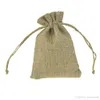 9x12cm Small Faux jute Hessian Burlap Gift Bags with Drawstring Jewelry Pouches for wedding favor Rustic Shabby Chic coffee bean bomboniere