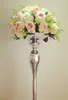 Zilver 75 cm hoogte bruiloft tafel middelpunt bloem vaas kandelaars bruiloft t-stage decoratie 10pcs / lot